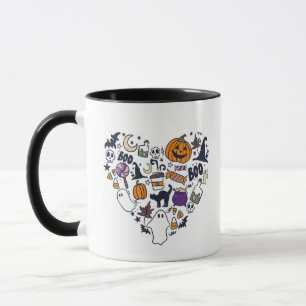 Mug Collection en forme de coeur Sorcières Citrouilles