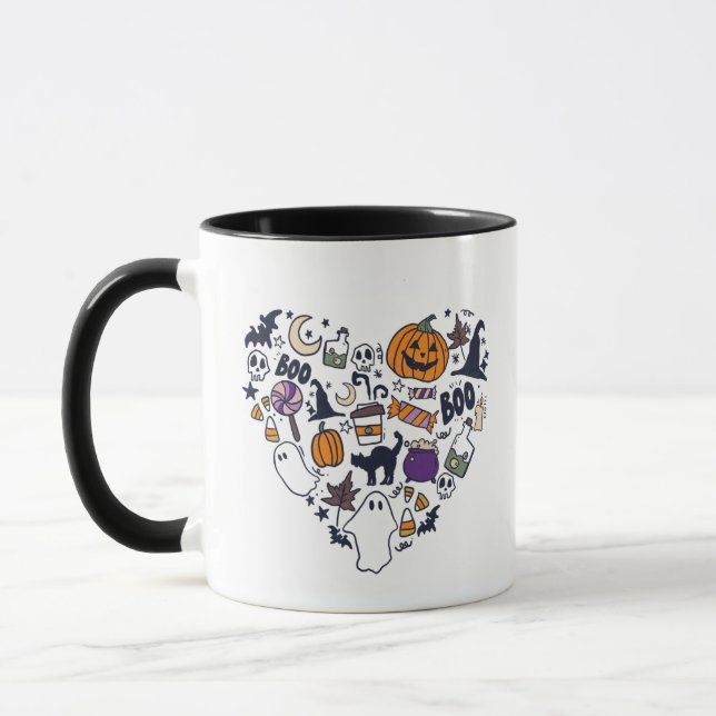 Mug Collection en forme de coeur Sorcières Citrouilles (Gauche)
