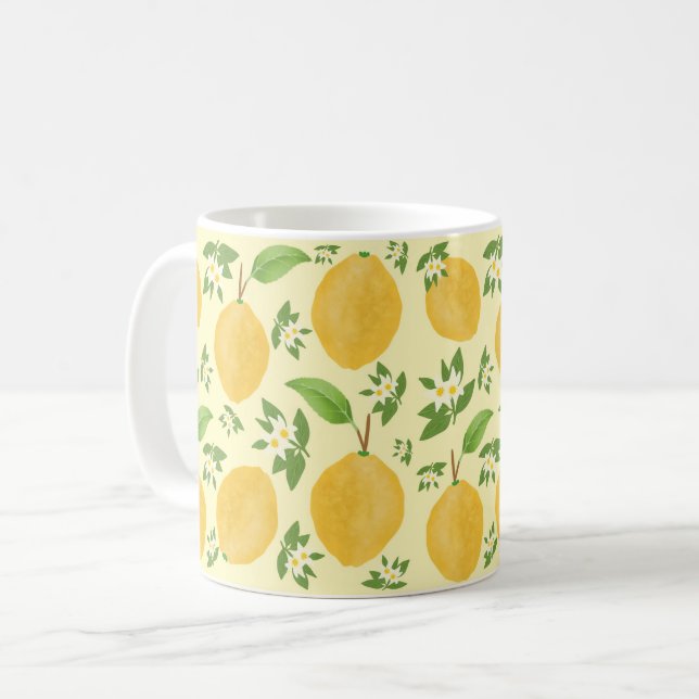 Mug Collection Lemon Bloom jaune à motifs (Devant gauche)
