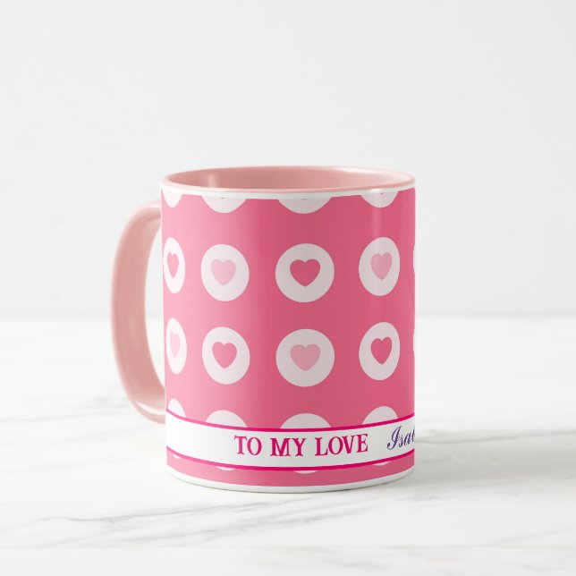Mug Collection moderne d'amour du coeur rose (Devant gauche)