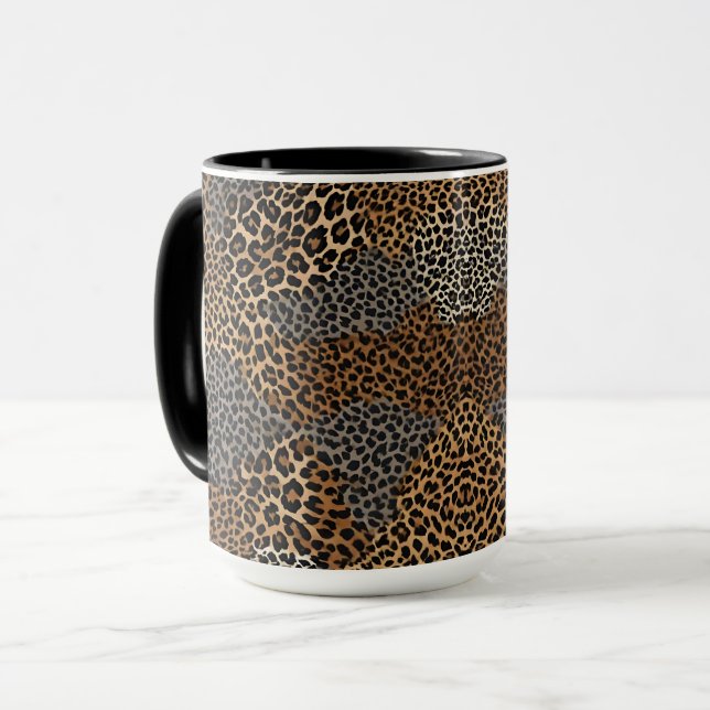 Mug Collection moderne de luxe blanc léopard élégant (Devant gauche)