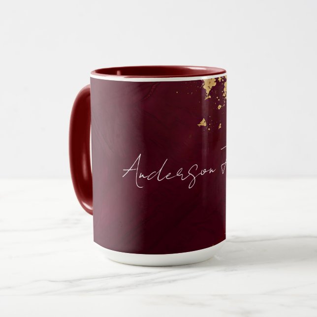 Mug Collection Moderne de Luxe en Bourgogne Or (Devant gauche)
