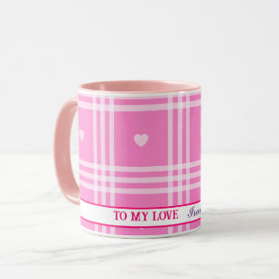 Mug Collection moderne Plaid Pink Heart