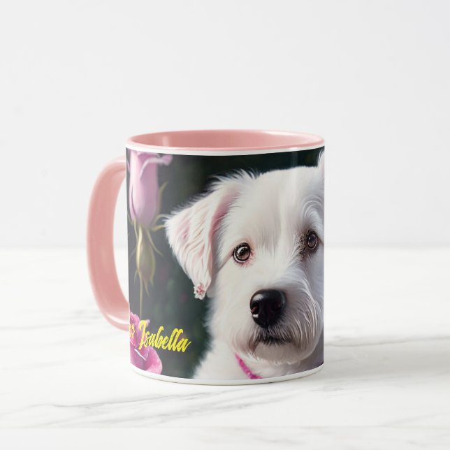 Mug Collection Petit Chien Et Rose (Devant gauche)