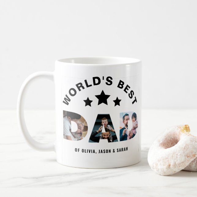 Mug Collection photo du meilleur papa Star 3 du monde  (Avec donut)