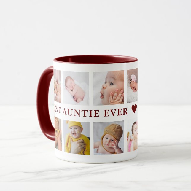 Mug Collection photo moderne 12 Maroon Meilleure jeune (Devant gauche)