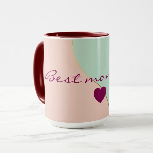 Mug Collection Rose Pâle Menthe Abstraite Moderne (Devant gauche)