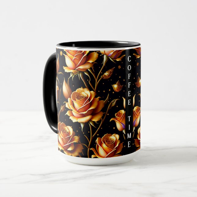 Mug Collection Rose tendance de luxe Big Gold (Devant gauche)