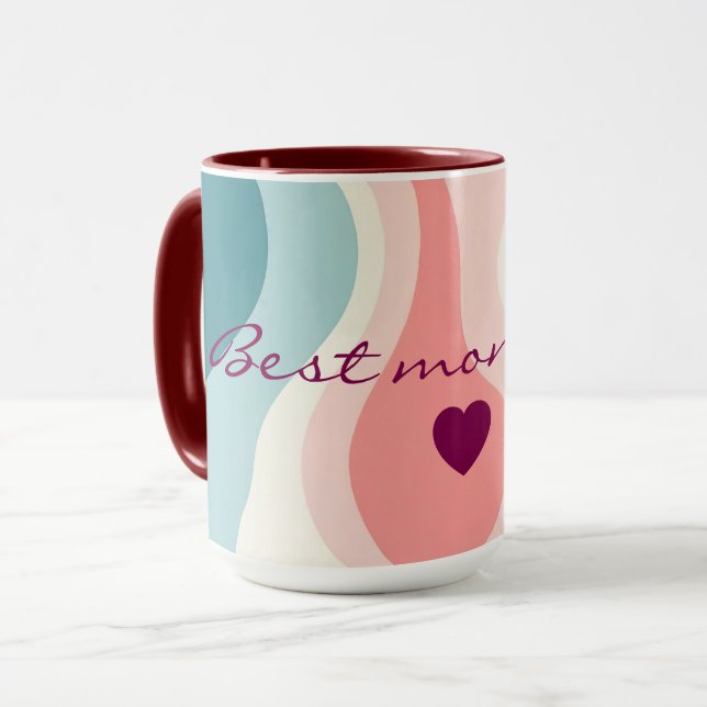 Mug Collection Tendance Abstraite Rose Pâle Menthe (Devant gauche)