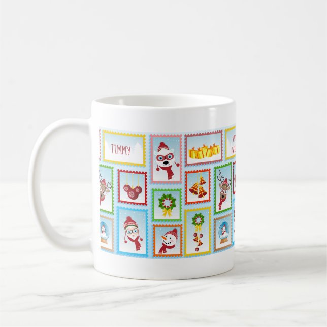 Mug Collection Timbres de Noël Café personnalisable (Gauche)