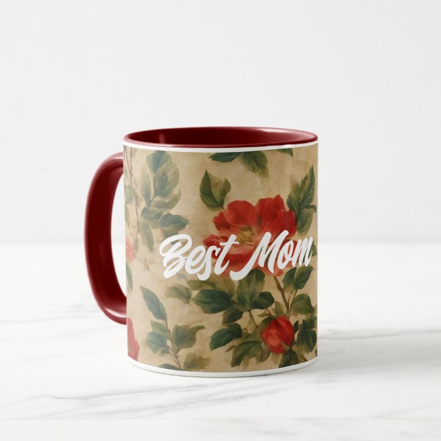 Mug Collection Vintage d'aquarelle florale moderne (Devant gauche)