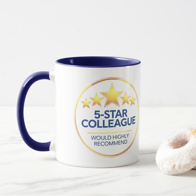 Mug Collègue Cinq Étoiles, Cadeau De Camarade, Examen (Avec donut)