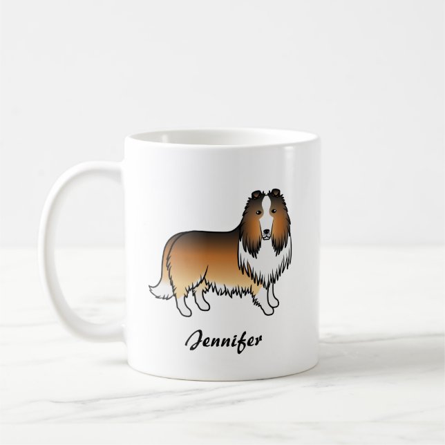 Mug Colley Rough Sable Mignon Chien de Dessin Animé &  (Gauche)