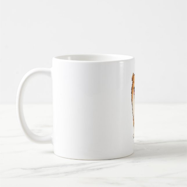 Mug Collie à poil long de dessin animé heureux (Gauche)