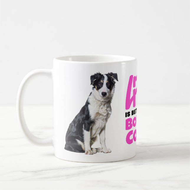 Mug Collie Bordure Mignonne Lover Noir Blanc Chien Chi (Gauche)