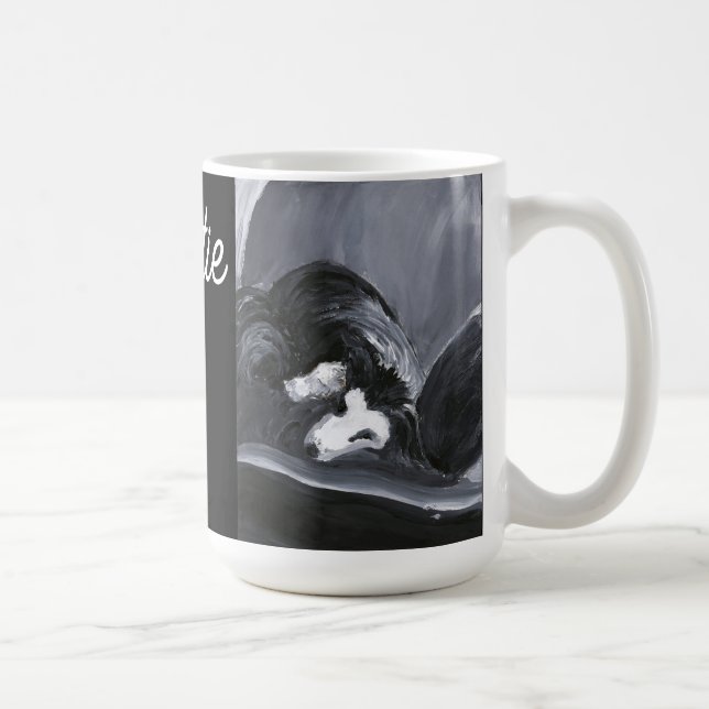 Mug Collie Bordure Possédant Peinture personnalisée (Droite)