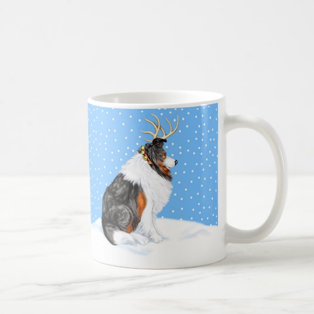 Mug Collie Christmas Reindeer Tri (Droite)