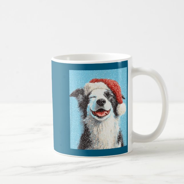 Mug Collie de Border de Noël Bleu Clair  (Droite)