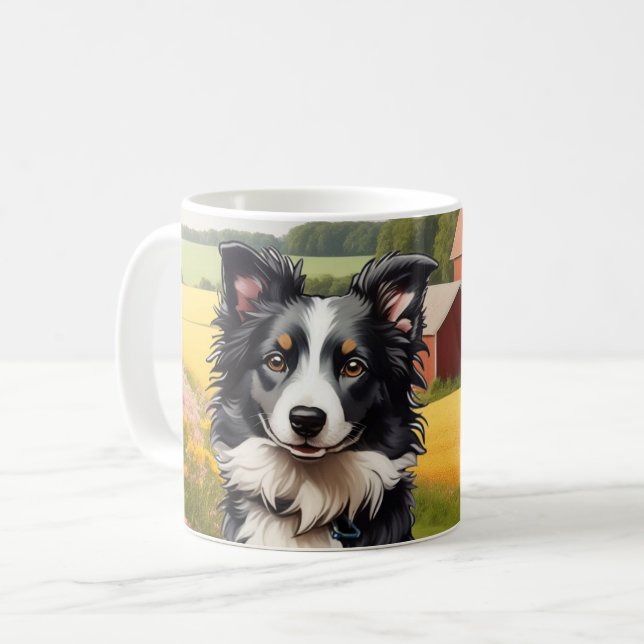 Mug Collie frontalier à la ferme (Devant gauche)