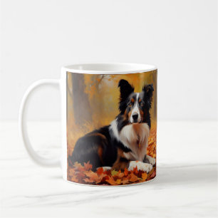 Mug Collie frontalier à l'automne Feuilles automne Ins