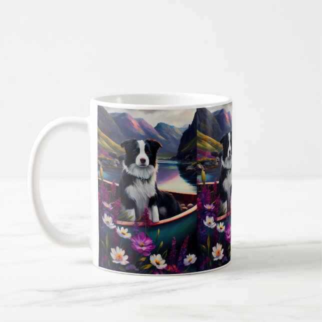 Mug Collie frontalier sur une pagaie : une aventure Pi (Gauche)