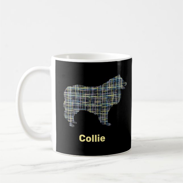 Mug Collie Rough Jaune et Grille noire (Gauche)