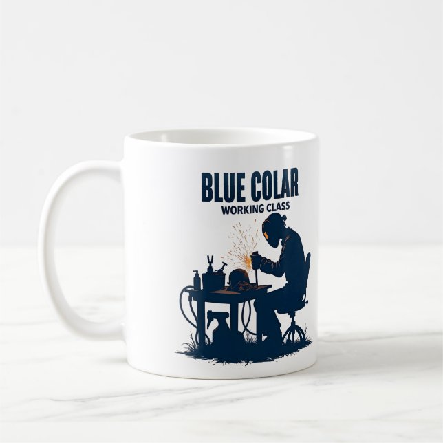 Mug Collier bleu Classe de travail Soudage Fierté (Gauche)