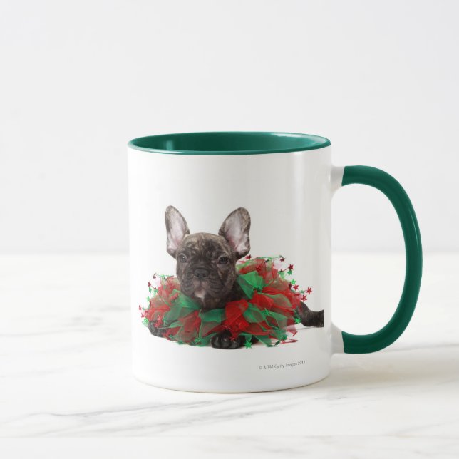 Mug Collier de port de Noël de bouledogue français (Droite)