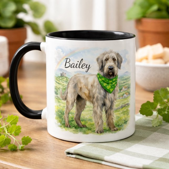 Mug Collier Shamrock Irish Wolfhound Nom de Chien Pers (Créateur téléchargé)