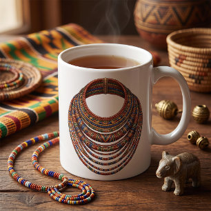 Mug Collier tribal perlé africain