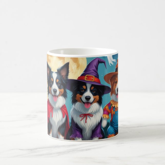 Mug Collies frontalières Chiens Citrouille Halloween D (Centre)