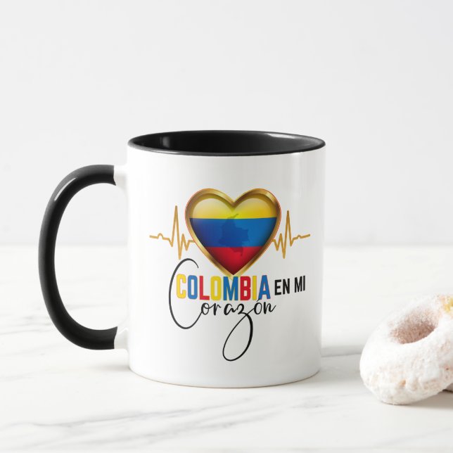 Mug Colombia en mi Corazon Colombian Pride  (Avec donut)