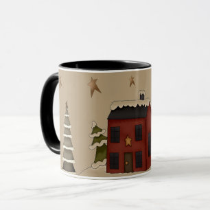Mug Colonial rouge primitif dans la neige