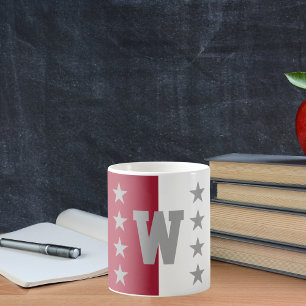 Mug Colonnes de collège Crimson rouge et blanc monogra