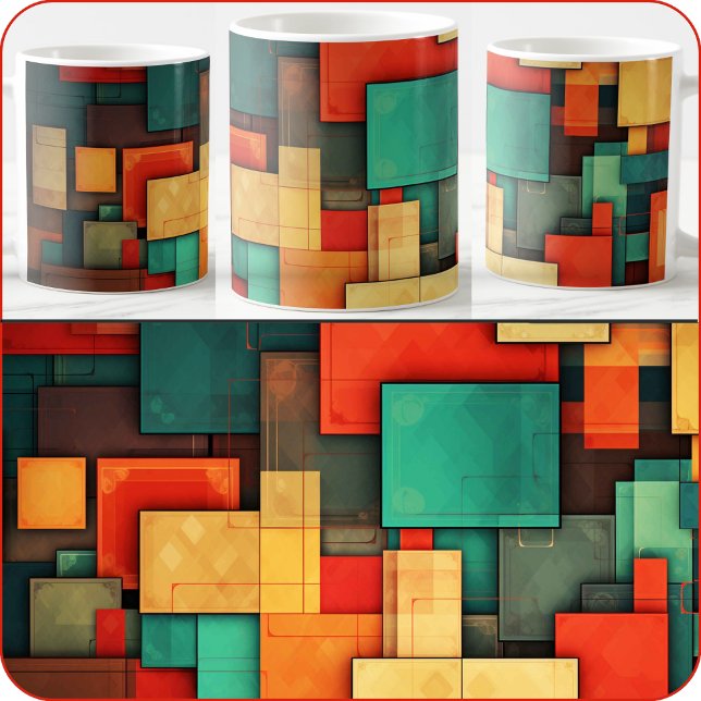MUG - Color-Blocks in Many Colors (Front) (A very colorful Coffee Mug, available in several other sizes ad styles.)