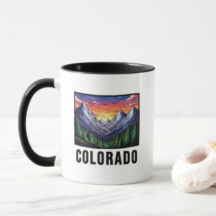 Mug Colorado State Tattoo Style Montagnes Rocheuses Co