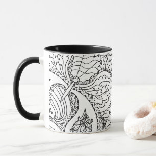 Mug Coloration Flower Art Nouveau Design Floral Aesthé