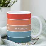 Mug Colorbloc Terre coloré moderne Nom personnalisé<br><div class="desc">Ce design coloré et moderne présente un motif en bloc couleur bleu,  marron et orange avec votre nom personnalisé #mugs #coffeemugs #coffee #personalizedcadeaux</div>