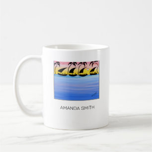Mug Coloré, Art Africain, Bateaux À Voile Coucher De S