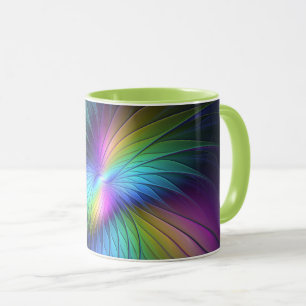 Mug Coloré Avec Bleu Moderne Art Fractal Abstrait