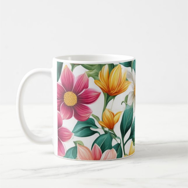 Mug Coloré Classé Fun Floral Spring Flower Motif (Gauche)
