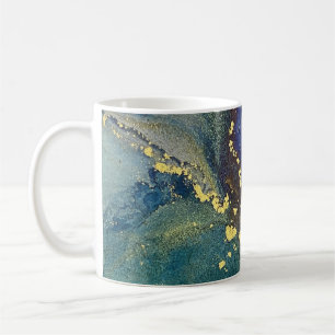 Mug Coloré, Encre D'Alcool Or Liquide Art Abstrait