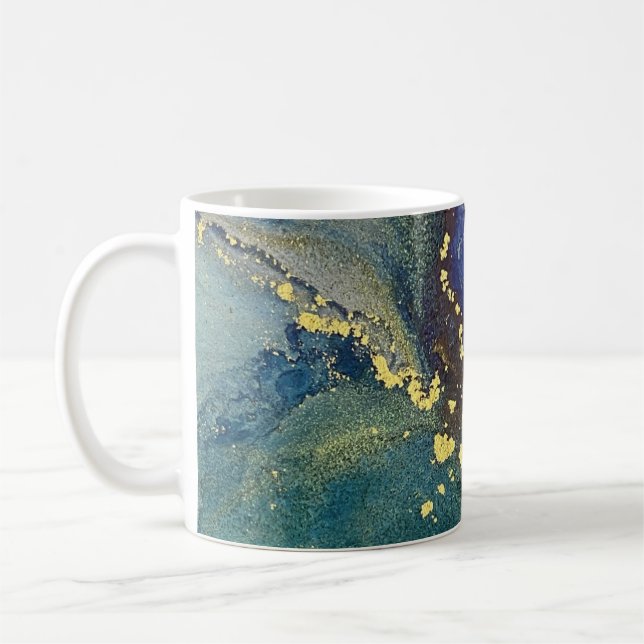 Mug Coloré, Encre D'Alcool Or Liquide Art Abstrait (Gauche)