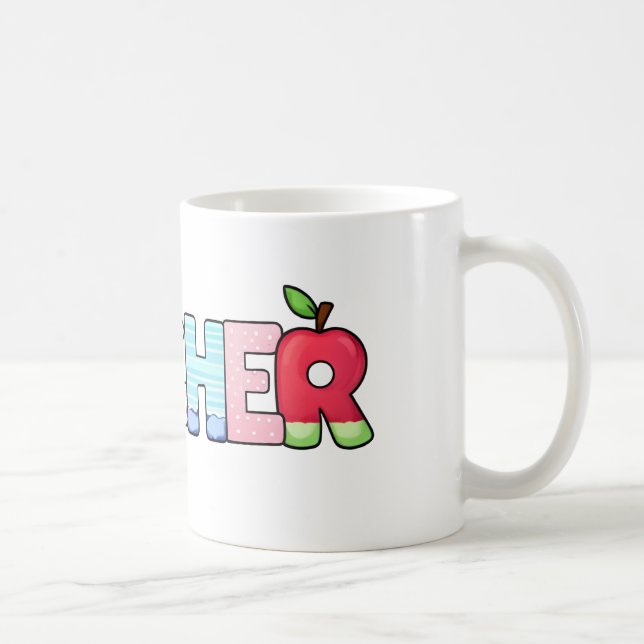 Mug Coloré Enseignant Mot Art Amusant (Droite)