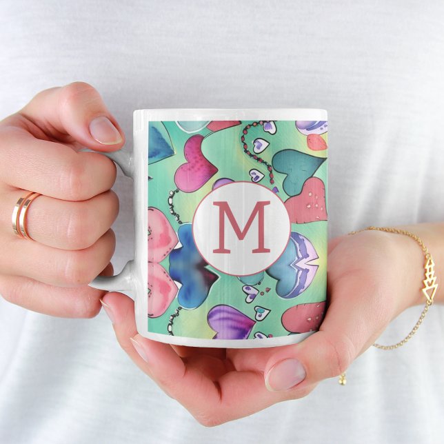 Mug Coloré Feminine Heart Motif Créatif initial (Créateur téléchargé)