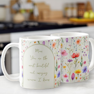 Mug Coloré Fleur sauvage Whimsical Lettering Soft Gree