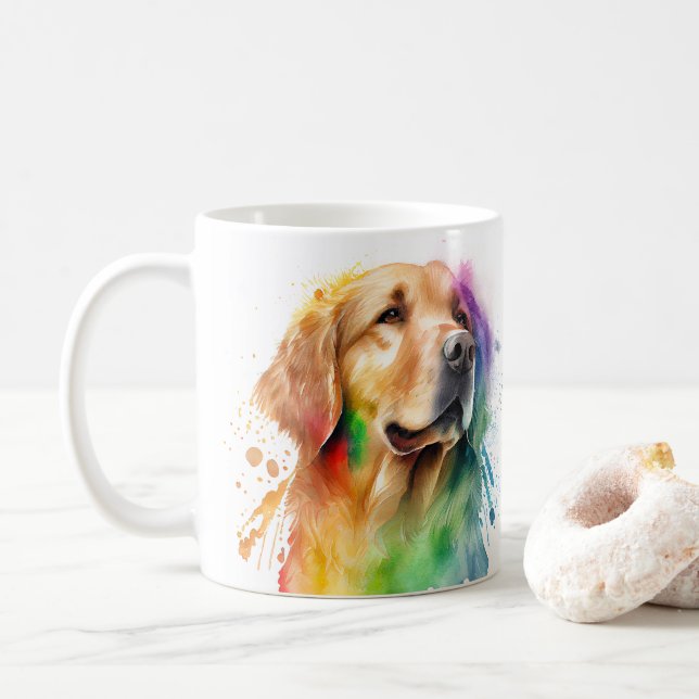 Mug Coloré Golden Retriever chien animal de compagnie  (Avec donut)