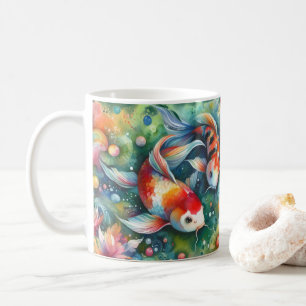 Mug Coloré Koi Poisson Whimsical Aquarelle Orange Turq