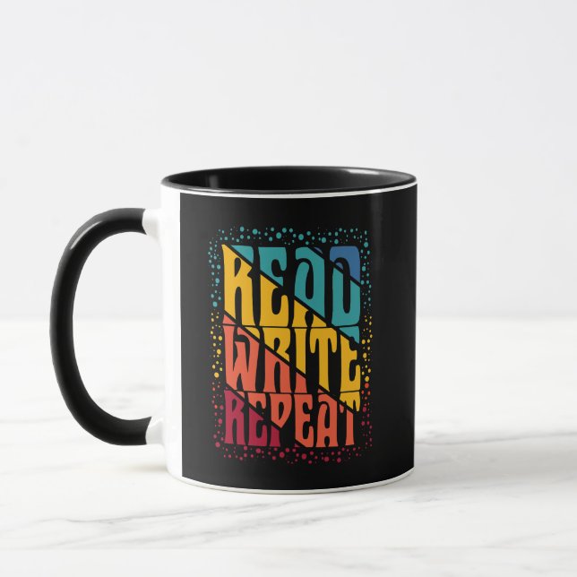 Mug Coloré Lire Écrire Répéter (Gauche)