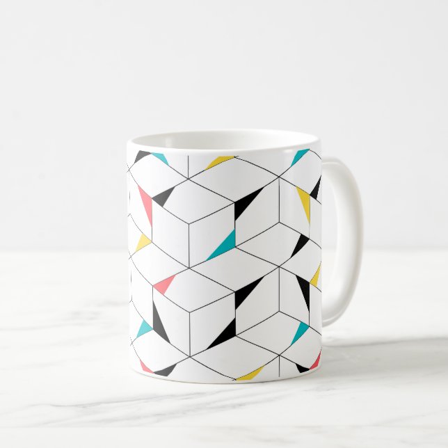 Mug Coloré, moderne, joyeux, des cubes heureux tendanc (Devant droit)
